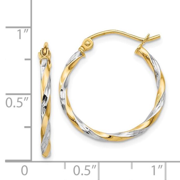 Kazi Luxury 14k Yellow Gold & Rhodium Hollow Twisted Hoop Earrings